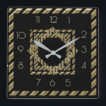 Black and guld Art Deco Fyrkantig Klocka<br><div class="desc">Underbar klockdesign. Du kommer att kärlek det som andra. Du kan fritt använda den här designen för andra produkter som du gillar eller anpassa och lägga till texten. Följ mig för mer. Tack. Ha en trevlig dag.</div>