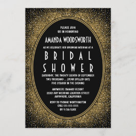 Black and Guld Art Deco Inbjudningskort för möhipp