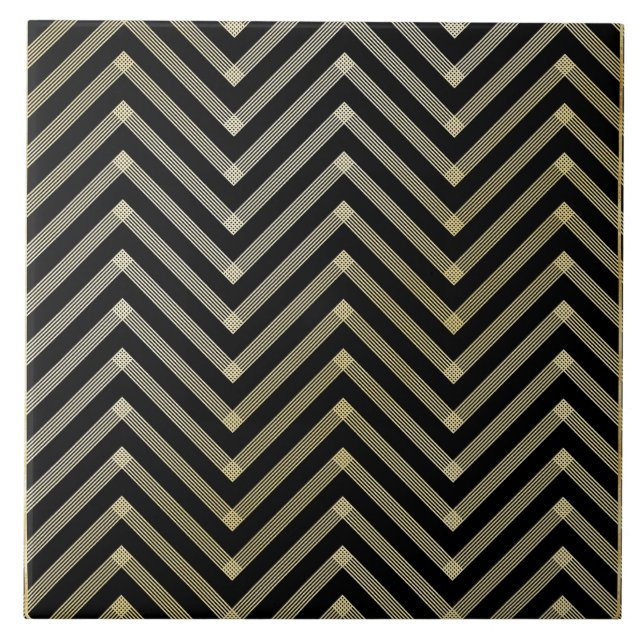 Black and Guld Art Deco Kakelplatta (Framsidan)
