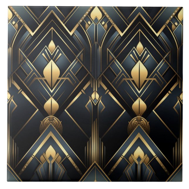 Black and Guld Art Deco stil, Kakelplatta (Framsidan)