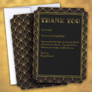 Black and Guld Art Deco Tack Kort