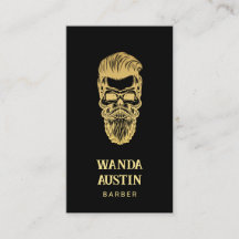 Black and Guld Barber Skull Barbershop