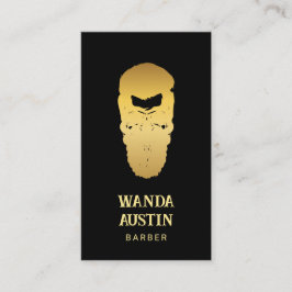 Black and Guld Barber Skull Barbershop Visitkort
