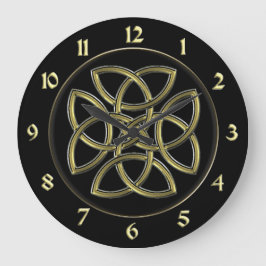 Black and Guld Celtic Dara Shield Knot Clock Stor Klocka
