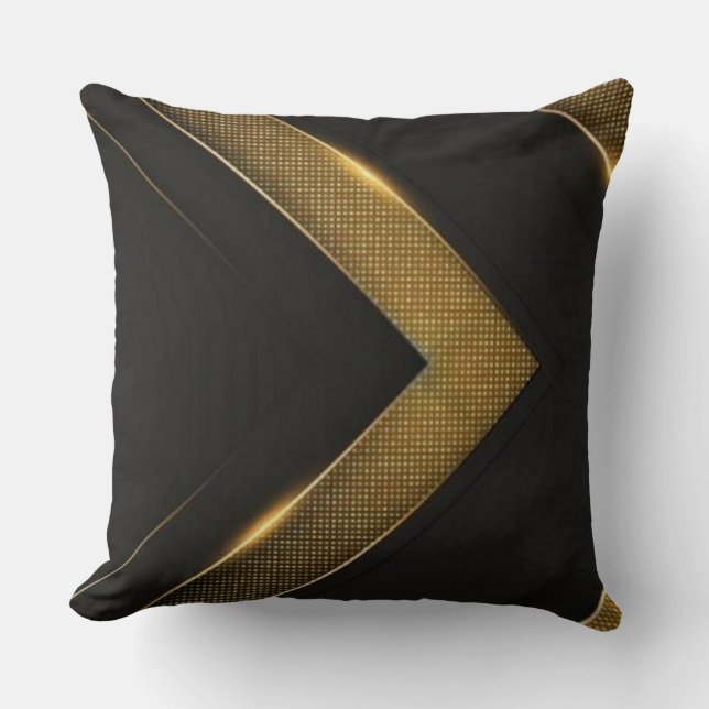 Black and Guld Chevron Kudde (Framsida)