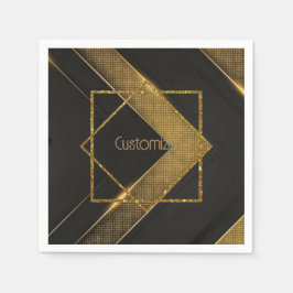 Black and Guld Chevron Pappersservett
