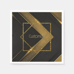Black and Guld Chevron Pappersservett