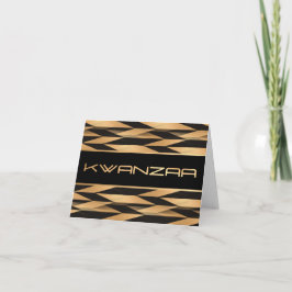 Black and Guld Chevron Skriv ut "Lycklig Kwanzaa" Kort