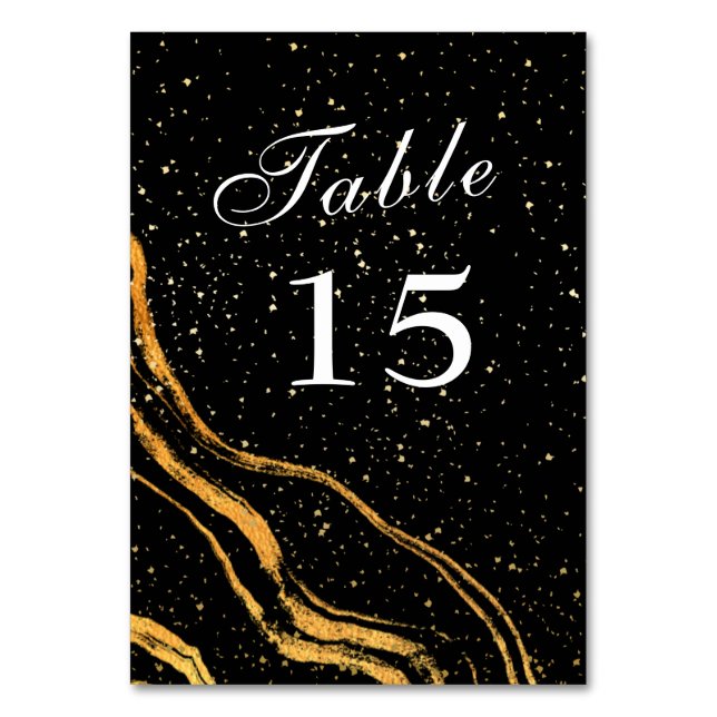 Black and Guld Classic Bröllop Bordsnummer (Framsidan)