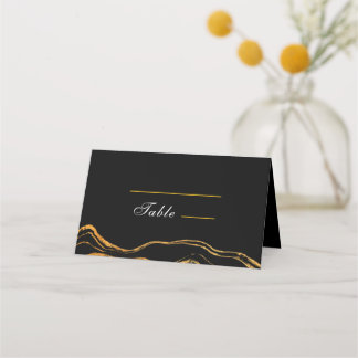 Black and Guld Classic Bröllop Placeringskort