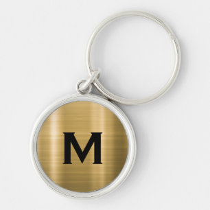 Black and Guld Classic Monogram Rund Silverfärgad Nyckelring