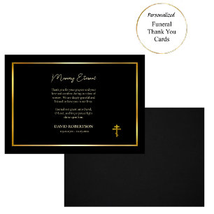 Black and Guld Classic Ortodox Christian Funeral Tack Kort