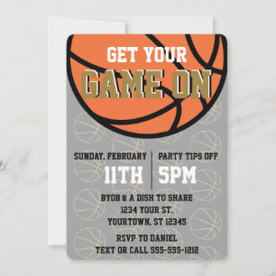 Black and Guld College Basketball Watch Party Inbjudningar