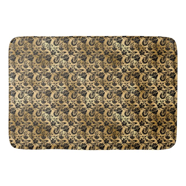 Black and Guld Damask Pattern Badrumsmatta (Framsidan)