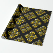 Black and Guld Damask Pattern