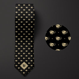 Black and Guld Dragon in Profile with Monogram Slips