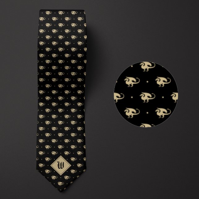 Black and Guld Dragon in Profile with Monogram Slips (Skapare uppladdad)