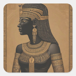 Black and Guld Egyptian Queen Fyrkantigt Klistermärke