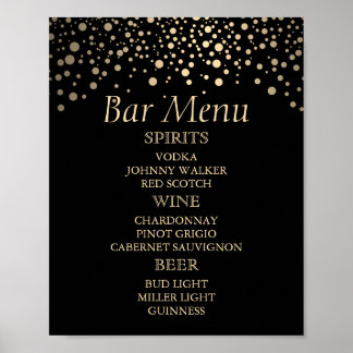 Black and Guld Faux Foil Dots - Pub Menu Poster