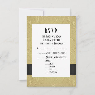 Black and guld formal bröllop R.S.V.P OSA Kort