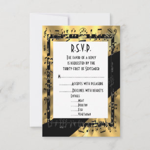 Black and guld formal bröllop R.S.V.P OSA Kort