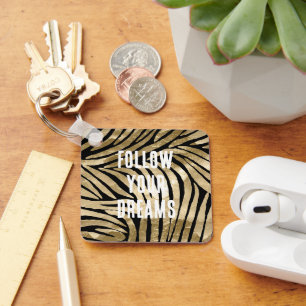Black and Guld Glam Zebra Nyckelring