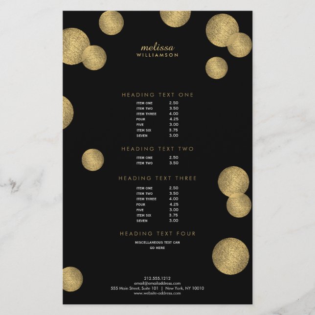 Black and Guld Glamor och Beauty II Flyer (Framsidan)