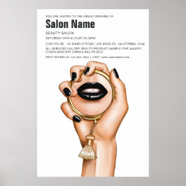 Black and Guld Gothic Beauty Salon Open Poster