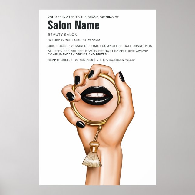 Black and Guld Gothic Beauty Salon Open Poster (Framsidan)
