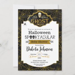 Black and Guld Halloween Baby Shower-inbjudan Kort