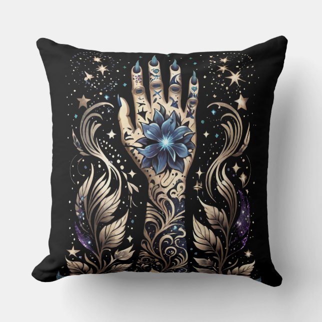 Black and Guld Hand Tattoo Kudde (Framsida)