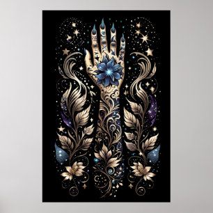 Black and Guld Hand Tattoo Poster