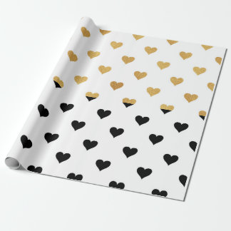 Black and Guld Hearts Presentpapper