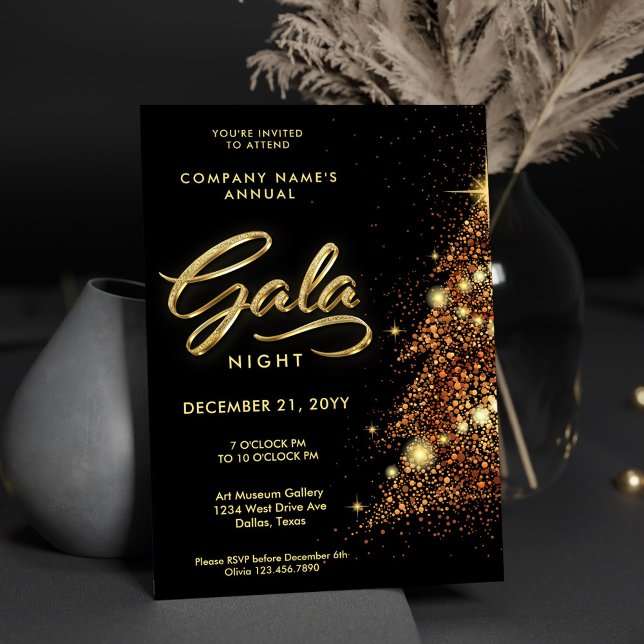 Black and Guld Helgdag Gala Party Business Inbjudningar (Skapare uppladdad)