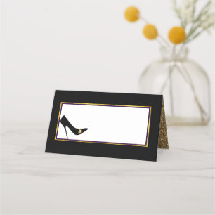 Black and Guld Highheel Bröllop Placeringskort