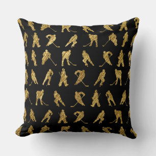 Black and Guld Hockey Theme Kudde