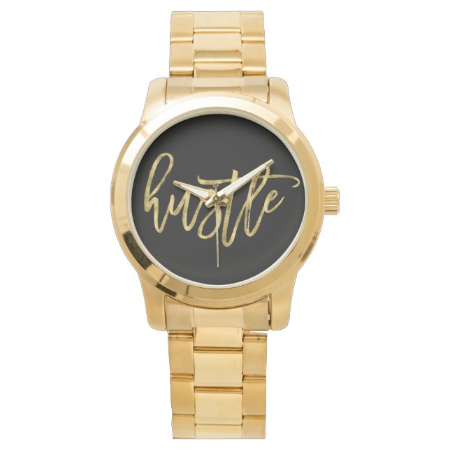 Black and Guld Hustle Bracelet Watch Armbandsur (Framsida)