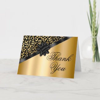 Black and Guld Leopard Shimmer Black Bow Gift Tack Kort