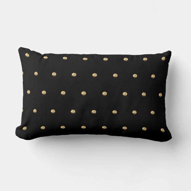 Black and Guld look Polka Dot Mönster Elegant Lumbarkudde (Framsida)