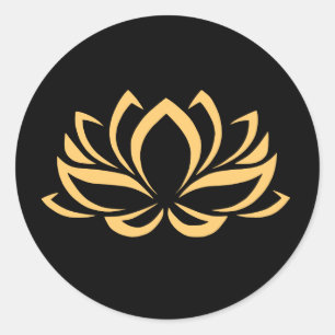 Black and Guld Lotus Sticker Runt Klistermärke