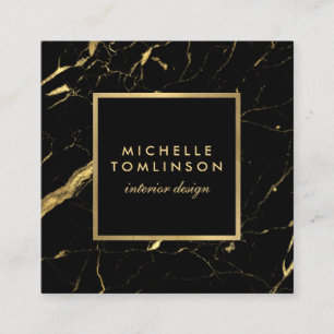 Black and Guld Marble Designer Fyrkantigt Visitkort