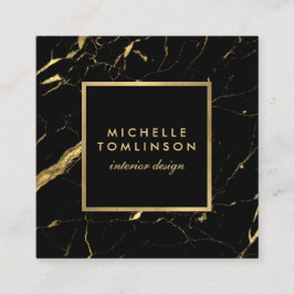 Black and Guld Marble Designer Fyrkantigt Visitkort