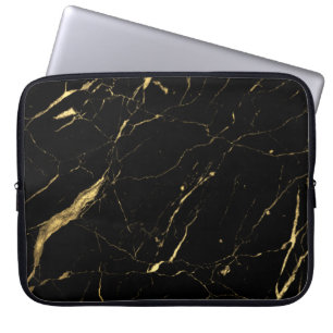Black and Guld Marble Designer Laptop Fodral