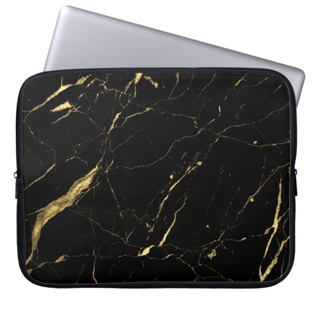 Black and Guld Marble Designer Laptop Fodral (Framsidan)