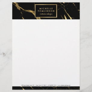 Black and Guld Marble Designer Letterhead Brevhuvud