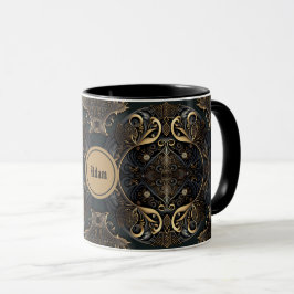 Black and Guld Medieval Mugg