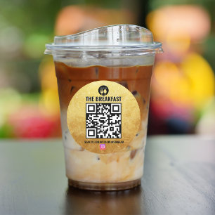 Black and Guld Modern Business Instagram Qr-kod Runt Klistermärke