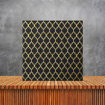 Black and Guld Moroccan Quatrefoil Geometric Cer Kakelplatta<br><div class="desc">Svarta och Guld marockanska quatrefoil Geometric</div>