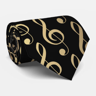 Black and Guld Musical Treble Clef Tie Slips