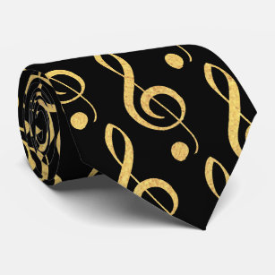 Black and Guld Musical Treble Clef Tie Slips